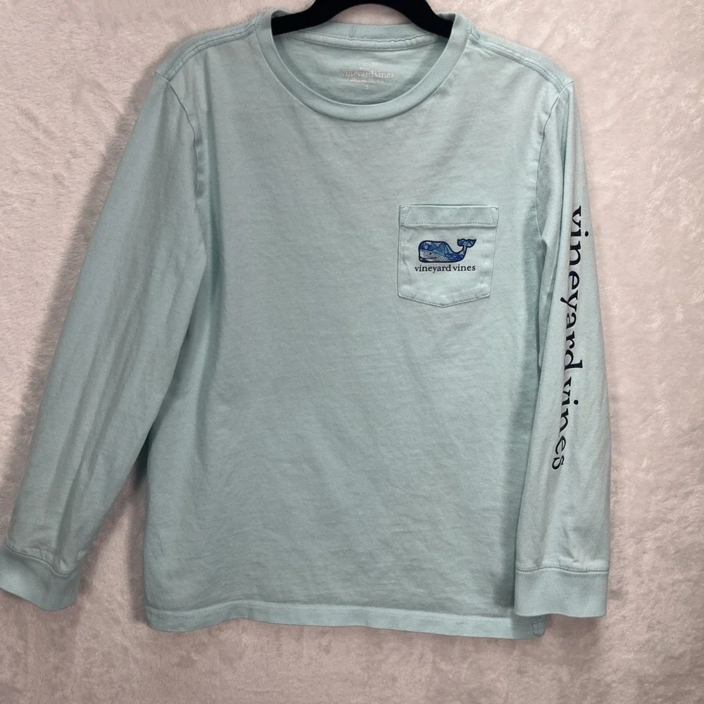Vineyard Vines Long Sleeve Shirt Kids Small 8-10 Pocket Whale‎ Ocean Coastal